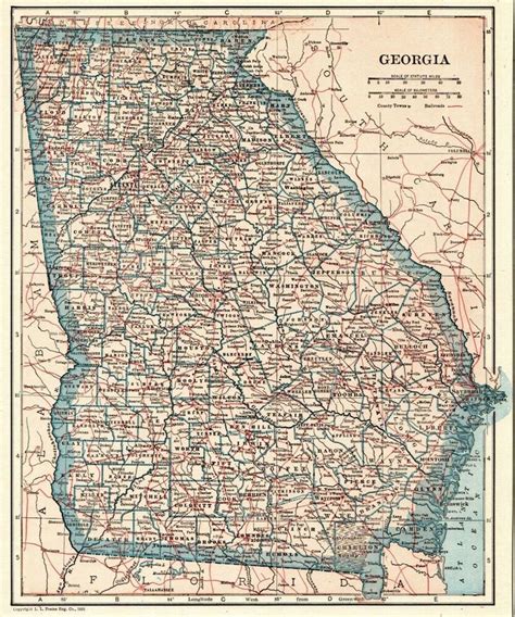 1921 Antique Map of GEORGIA Vintage Georgia State Map Gallery Wall Art ...