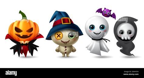 Halloween character vector set. Halloween characters like pumpkin ...