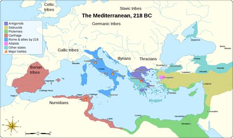 The Mediterranean, 218 BC | Punic wars, Map, Roman history