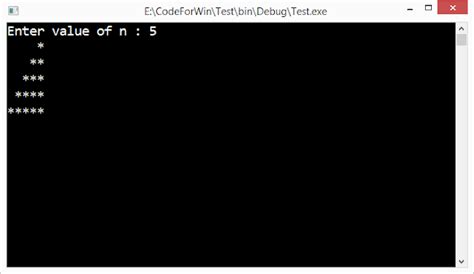 Codeforwin: C program to print mirrored right triangle star pattern