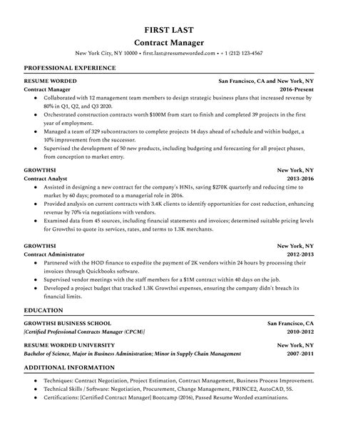 Contract Manager Resume Examples for 2024 | Resume Worded