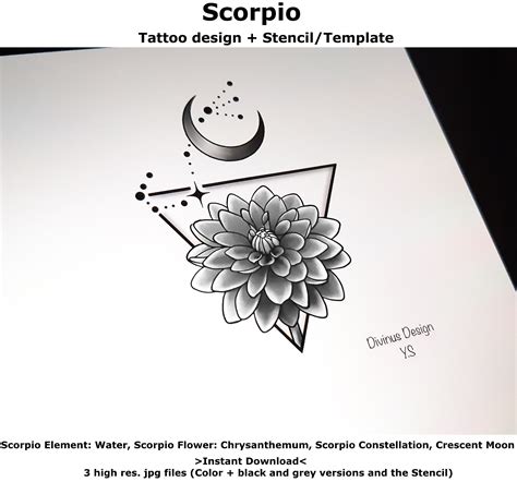 Scorpio Horoscope Flower Tattoo Tattoo Design and Tattoo - Etsy