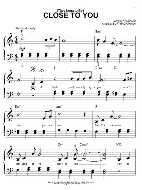 (They Long To Be) Close To You | Sheet Music Direct