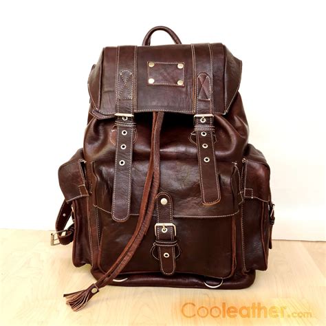 Extra Large Innovative Leather Hiking Backpack by Cooleather