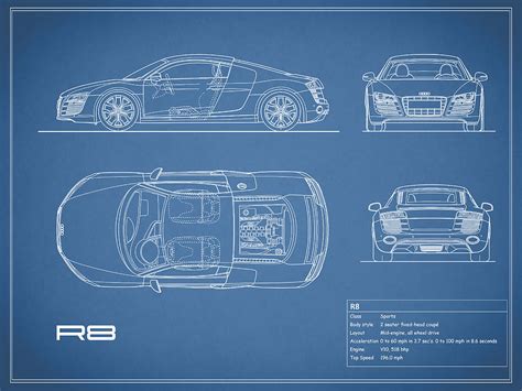 Audi R8 Blueprint Photograph by Mark Rogan