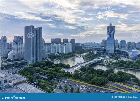 Hangzhou Skyline stock image. Image of city, downtown - 173713847