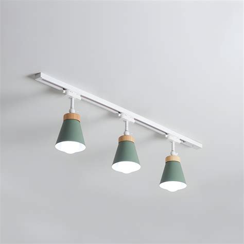 Nordic Metal and Wooden Track Lighting Fixtures Conical Flush Ceiling ...