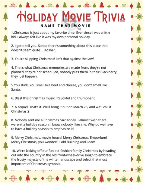 Printable Christmas Movie Trivia