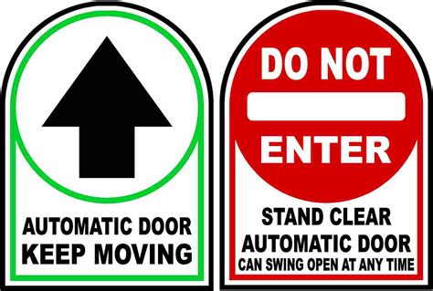 Automatic Door Keep Moving Do Not Enter Stand Clear Decal Pair Multi-P ...