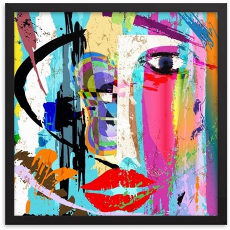 Framed Art Print Abstract Face Painting Png Sublimation - Abstract Graffiti (1000x1000), Png ...