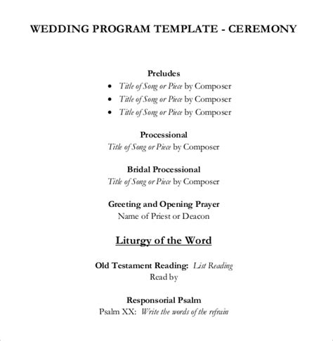 Wedding Program Templates – 15+ Free Word, PDF, PSD Documents Download ...