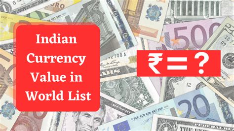 इंडियन करेंसी वैल्यू इन वर्ल्ड List | Indian currency value in world List « 2023