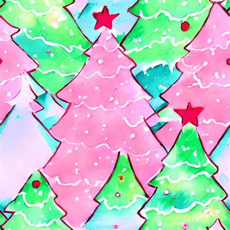 Pastel Christmas Trees Watercolor Pattern · Creative Fabrica