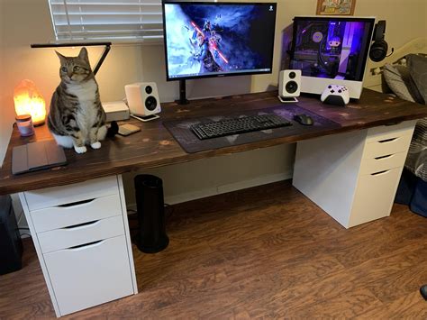 My spot. Drawers are the Alex units from Ikea my husband made the desk ...