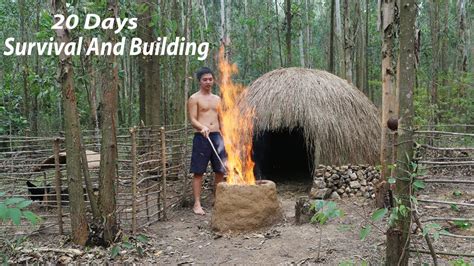 20 Days Survival And Build In The Rain Forest - Full Video - YouTube