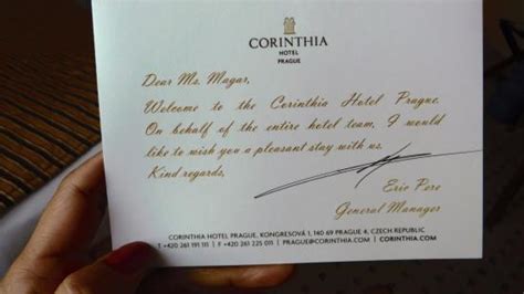 welcome letter.. - Picture of Corinthia Hotel Prague, Prague - TripAdvisor