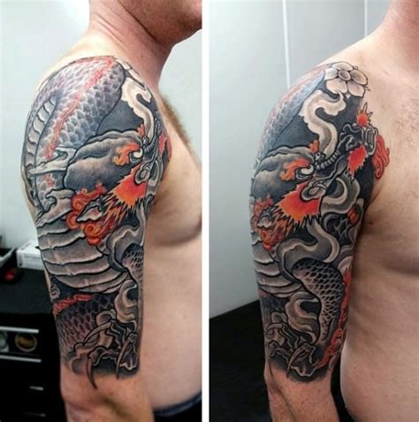 100 Dragon Sleeve Tattoo Designs For Men - Fire Breathing Ink Ideas