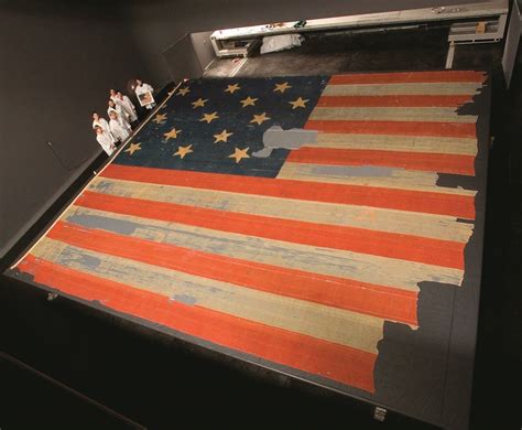 The Great Garrison Flag (Star-Spangled Banner) which flew over Fort McHenry in Baltimore Harbor ...