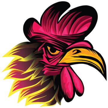 Poultry Rooster Cartoon Character Logo With Black Silhouette Fire Flare And Flames Vector ...