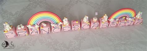 DiLù Artemente: Cake topper cubi rosa con unicorni e arcobaleno per il ...