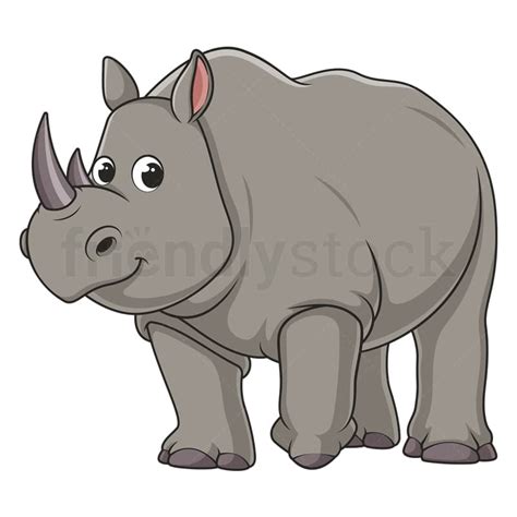 Cartoon Rhino With Smiling Face Cartoon Vector Clipart - FriendlyStock