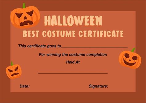 Halloween Costume Certificate Template | Certificate templates ...