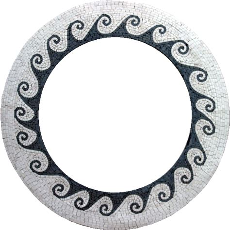 Round Mirror Frame Mosaic Waves | Mosaic Marble