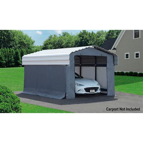 Arrow Carport Enclosure Kit — For 15ft.L x 10ft.W Arrow Carport, Gray ...