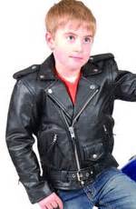 K109 Boys Leather Coat with Black Faux Fur and Removable Hood | Leather.com