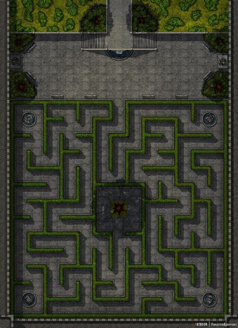 [OC][Art] Hedge Maze Garden Battlemap [29x40] : r/DnD