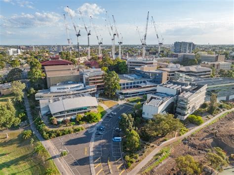 Image of Aerial view of a large University campus with large ...