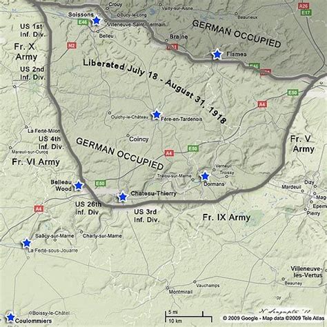 Map of Chateau-Thierry sector (With images) | Wwi maps