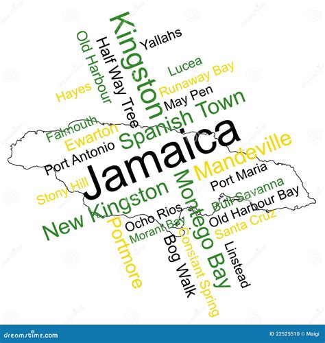 Jamaica Map and Cities stock vector. Illustration of text - 22525510