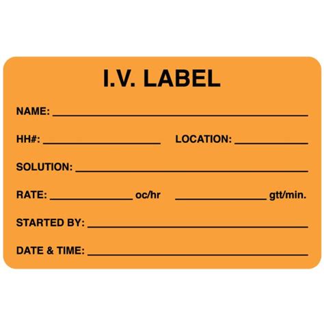 Fluorescent Orange IV Medication Added Label, 3" x 2" | United Ad Label