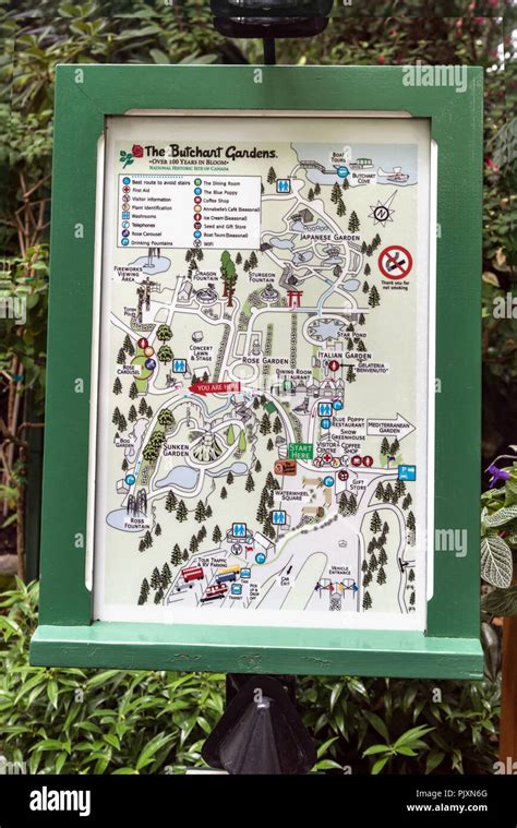 Gardens map,The Butchart Gardens , Brentwood Bay, British Columbia, Canada Stock Photo - Alamy