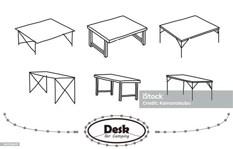 Outdoor Table Set Stock Illustration - Download Image Now - Camping, Desk, Furniture - iStock