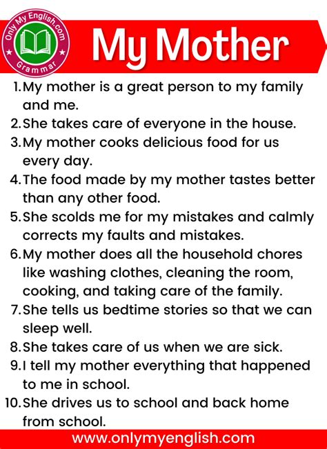 10 Lines on My Mother Essay in English » Onlymyenglish.com