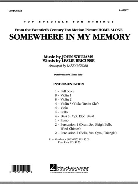 Somewhere In My Memory (from Home Alone) sheet music (complete collection) for orchestra