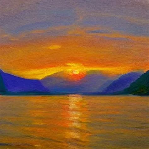 impressionist painting of the sunset into a Norwegian | Stable Diffusion