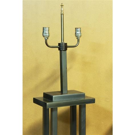 Mid Century George Kovacs Style Skyscraper Steel Architectural Floor Lamps with Shades | Chairish