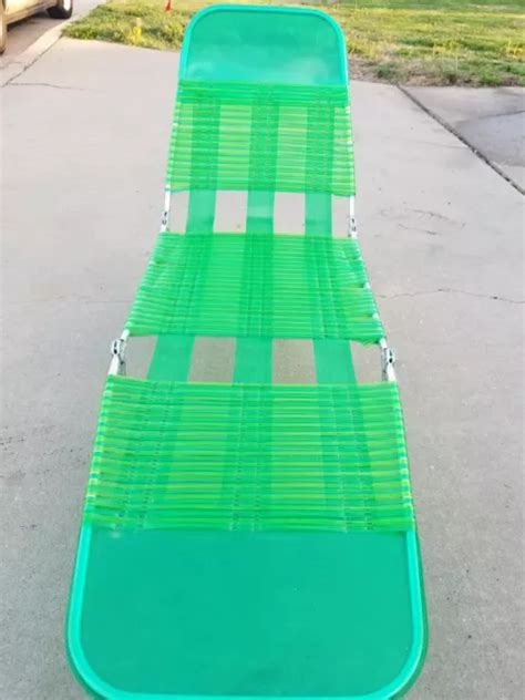 VINTAGE TRI FOLD Folding Jelly Tube Chaise Lounge Lawn Beach Chair Green $65.00 - PicClick
