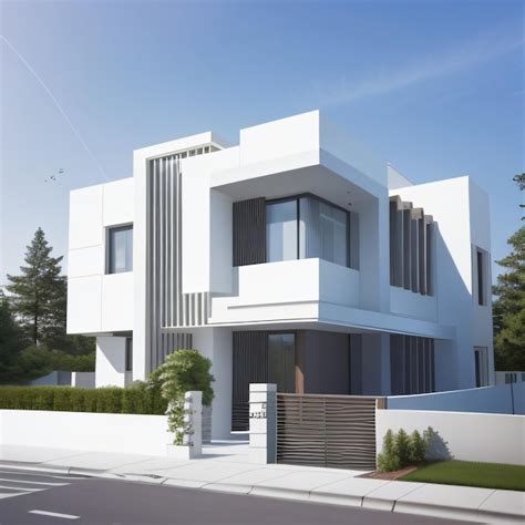 Premium AI Image | A white house with a gate in front of it