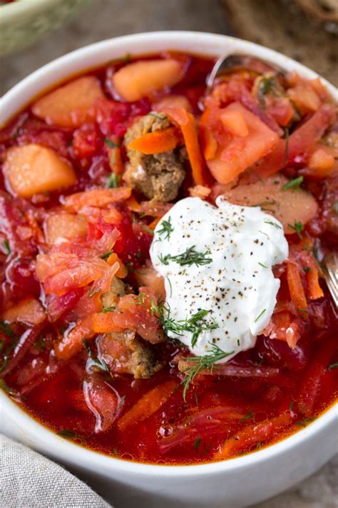 The best Russian borscht recipe made with beets, pork, and cabbage. A ...