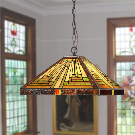 Buy Capulina Tiffany Pendant Lights,2 Light Large 16” Wide Stained Glass Hanging Lamp,Antique ...