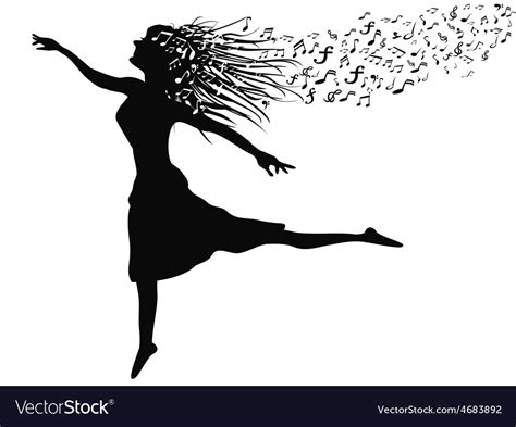 Woman dancing with music note Royalty Free Vector Image