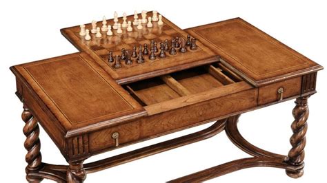 high end furniture game coffee table Chess and backgammon pieces included. Walnut | Game coffee ...