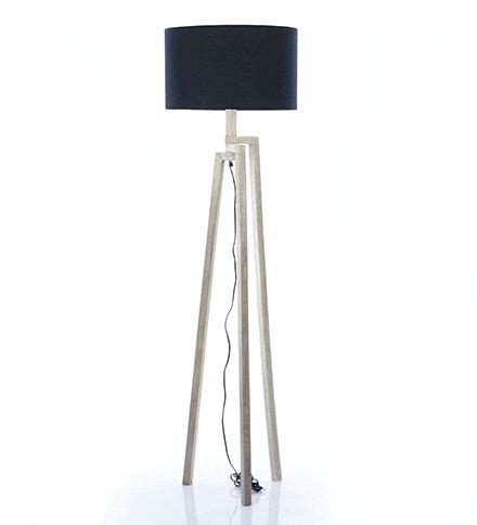 Buy Cesky Black Fabric Shade Tripod Floor Lamp with Brown Base - By Sapphire Online - Modern and ...