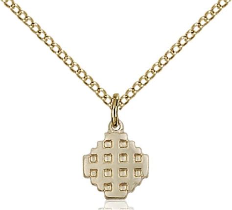 Jerusalem Cross Necklace - Gold Filled - Catholic Saint Medals