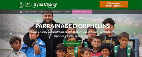 Syria Charity front page on its website, advertising Syrian children for “sponsorship”