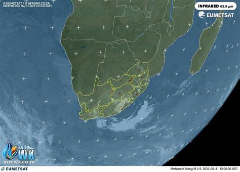 Infrared 0.39 Satellite Image for South Africa - EUMETSAT